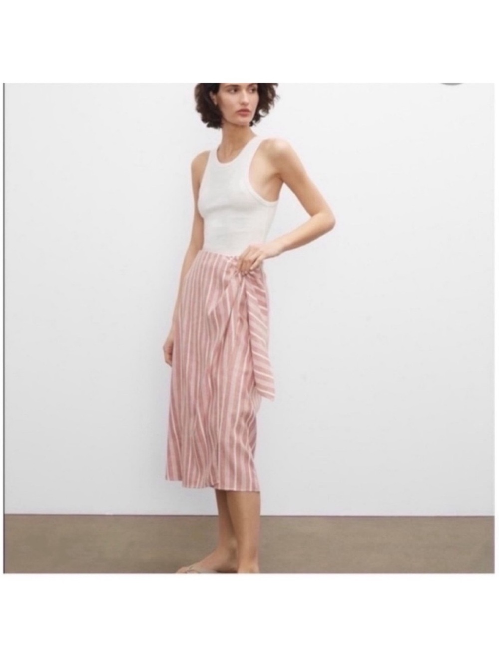 Club Monaco Red Linen Midi Wrap Skirt NWT 0